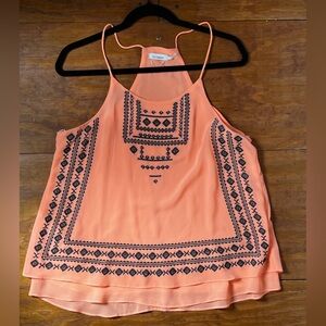 Orange Embroidered Women's Top